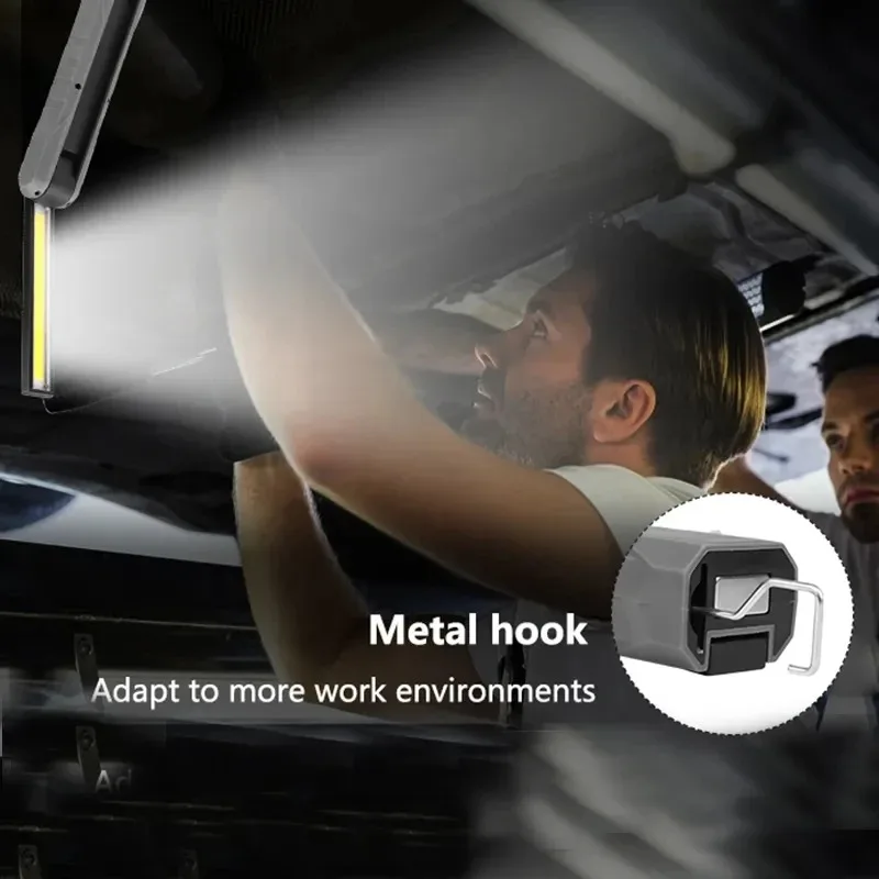 Multifunction Portable COB Work Light, Rechargeable LED Flashlight, Magnetic Flexible Inspection Hand Lamp, Outdoor