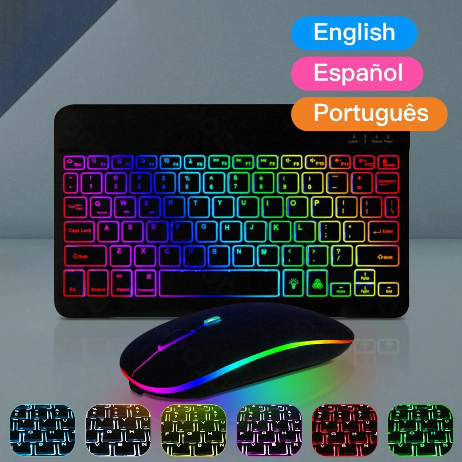 10inch Backlit   Keyboard And Mouse Backlight Bluetooth Keyboard  IOS Android Windows Wireless Keyboard and Mouse