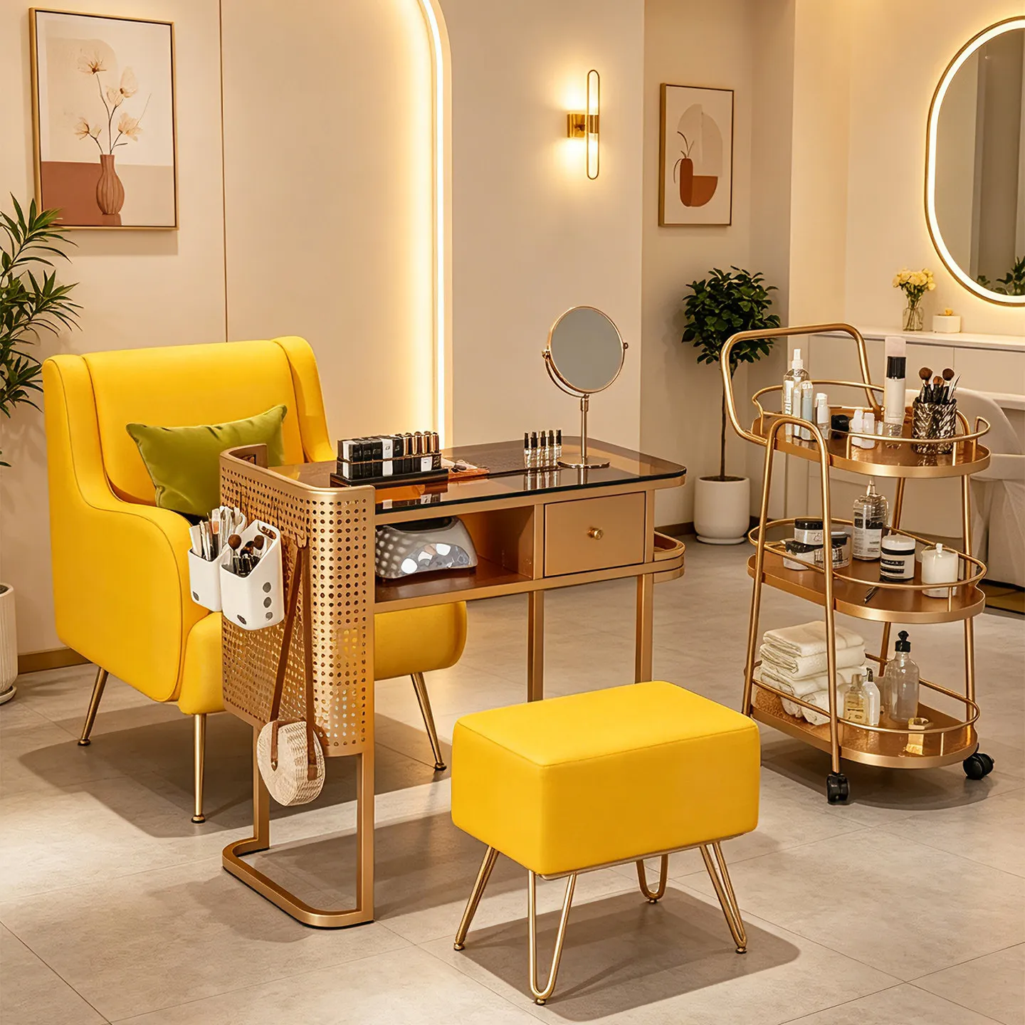 LTT1 Cream Wind Simple Manicure Table Embedded Vacuum Cleaner Nail Shop Special Table