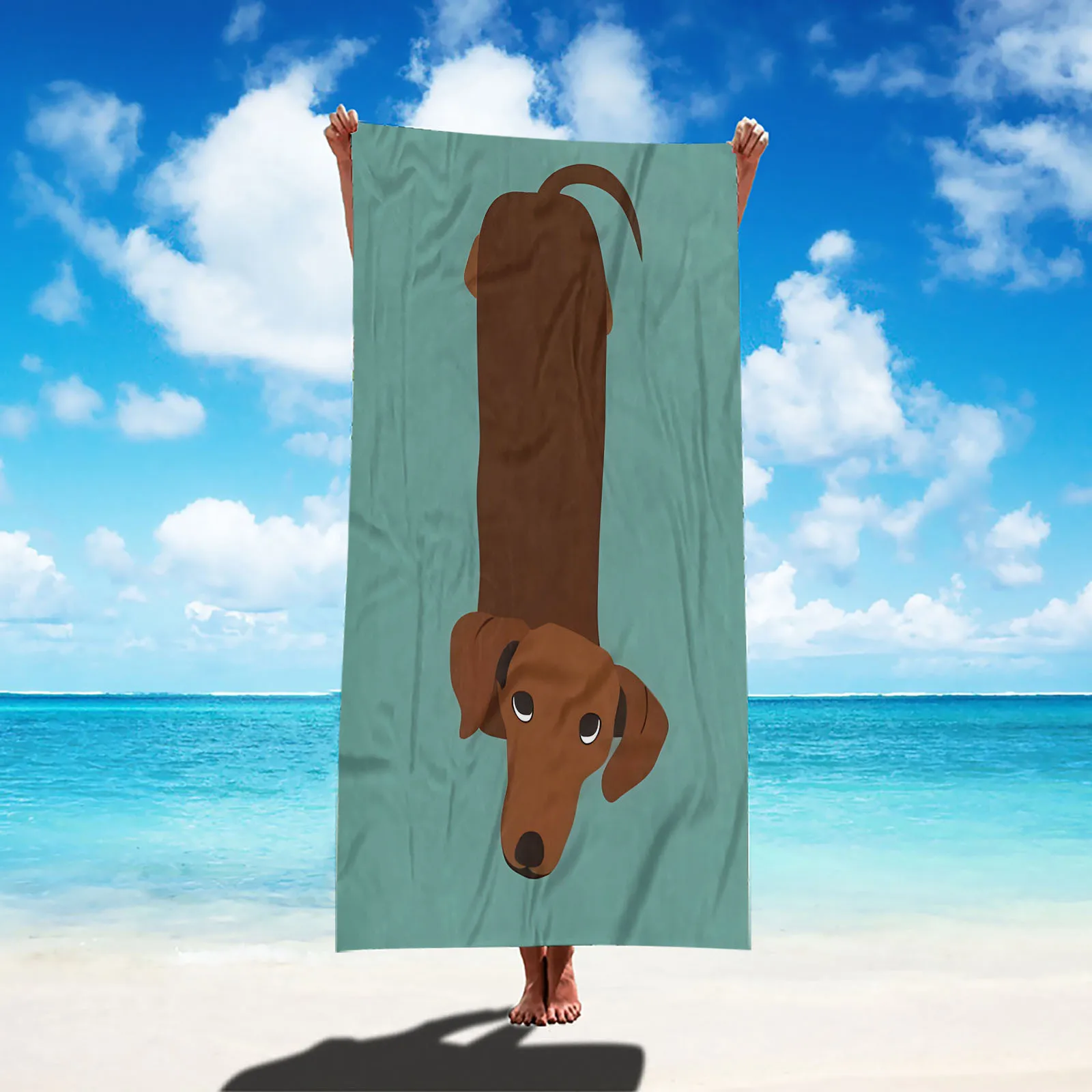 Cute Dachshund Beach Towel - Funny Sausage Dog Print Microfiber Towel, Soft Quick Dry Sand-Free for Travel Pool Kids Adults