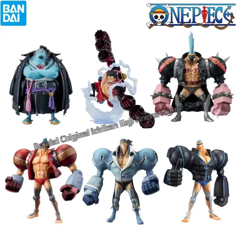 

In Stock Bandai Original Box Garage Kit One Piece Dxf Monkey D Luffy Jinbe Franky Anime Characters Collectible Original Statue