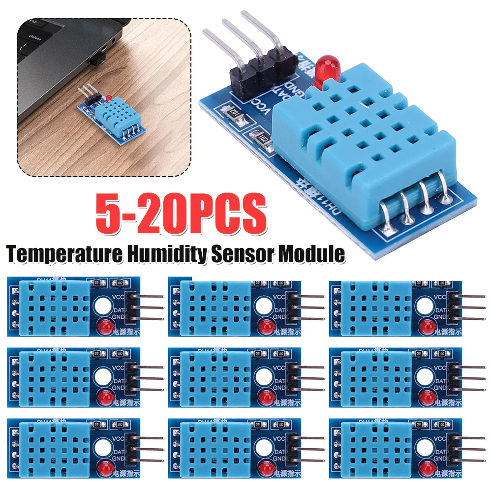 5-20PCS 3.3V-5V Digital Temperature Humidity Sensor Module Board DHT11 Humidity Temperature Module 3-Wire High Precision