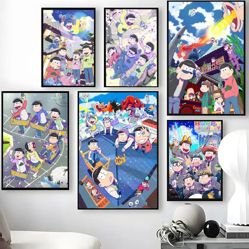 Anime O-Osomatsu-san Poster, wasserfeste, selbstklebende Wandkunst-Aufkleber, abnehmbare Wanddekoration für Wohnzimmer und Schlafzimmer