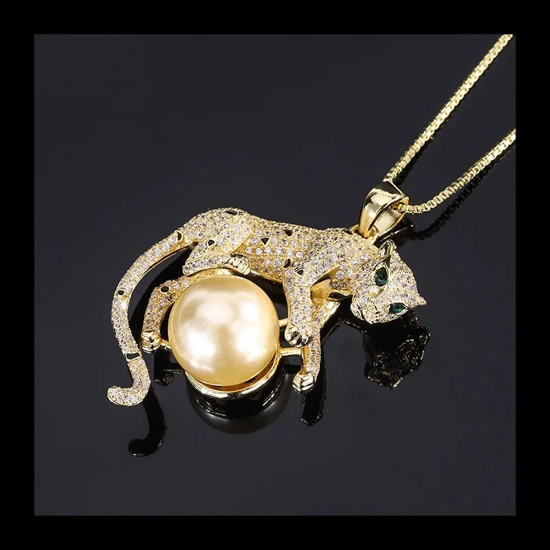 

New Inlaid with Gold Beads, Light Gold Pendant, Leopard Necklace, Jewelry Accessories Beads 14mm