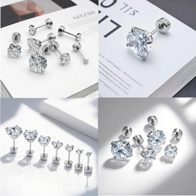 Minimalistische Mode-Ohrstecker aus Zirkon und Edelstahl, Liebes-Piercing-Schmuck, AAA-Qualität, 0,8/1,2x6mm, Größe 3-8mm – Detail 8