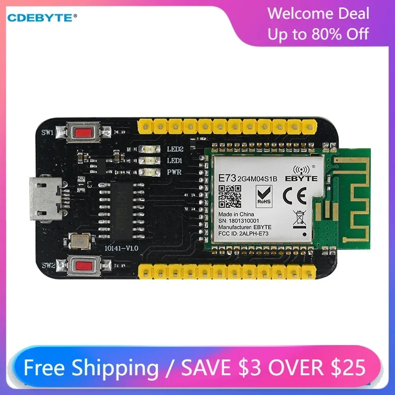 E73-TBB Transceptor sem fio, Test Board para Bluetooth ARM nRF52832, 2.4Ghz, 2.5mW, IPX, Antena PCB, IoT, UHF, receptor Ble 5.0 Rf