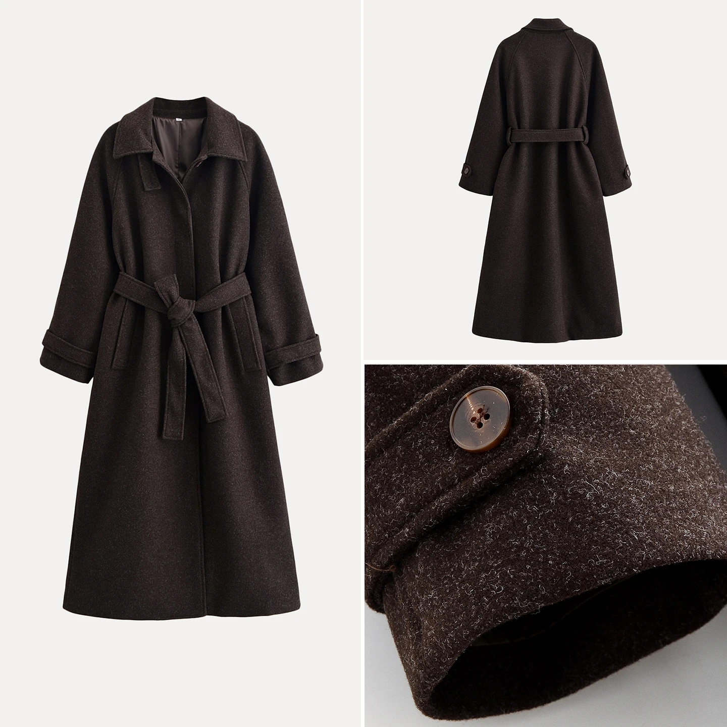 

Ele Belted Women's Coat Z Brand Autumn 2025 Faionable Outerwear for Ladies High-Quali Woolen Material