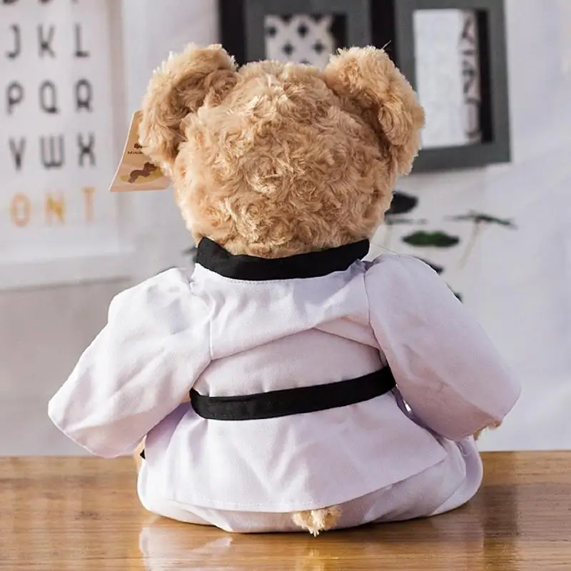 Cotton Stuffed Throw Pillow Animal Bear Doll Cute Taekwondo Teddyy Bear Children's Dolls Birthday Gift For Girls Boys Christmas