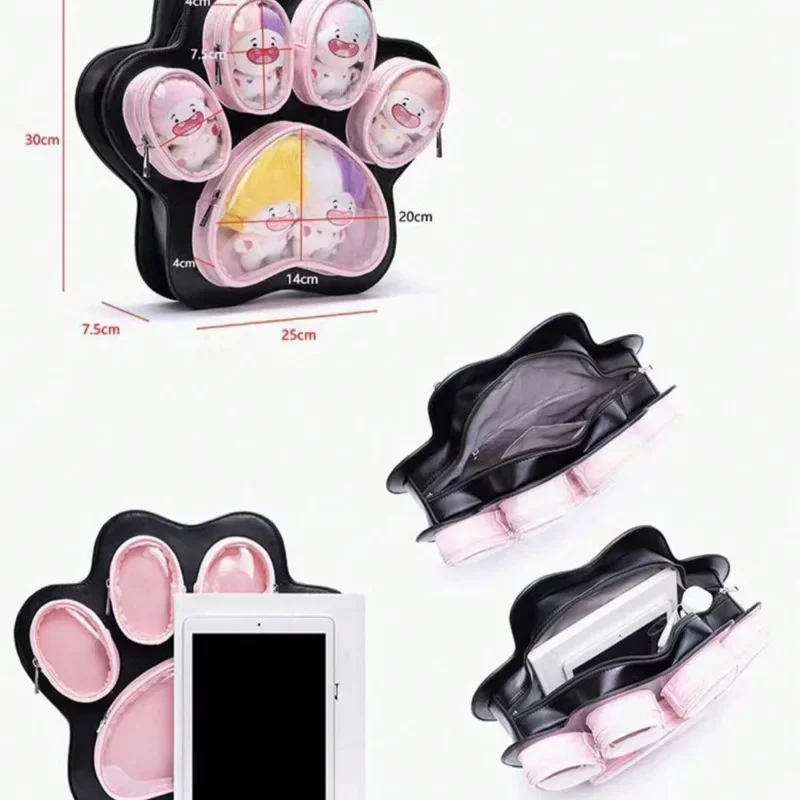 Ins Messenger Y2K Cat Paw Itabag Backpacks Japan Kawaii Artifact Student Anime Transparent Bag BJD Itabag Genuine Backpacks New