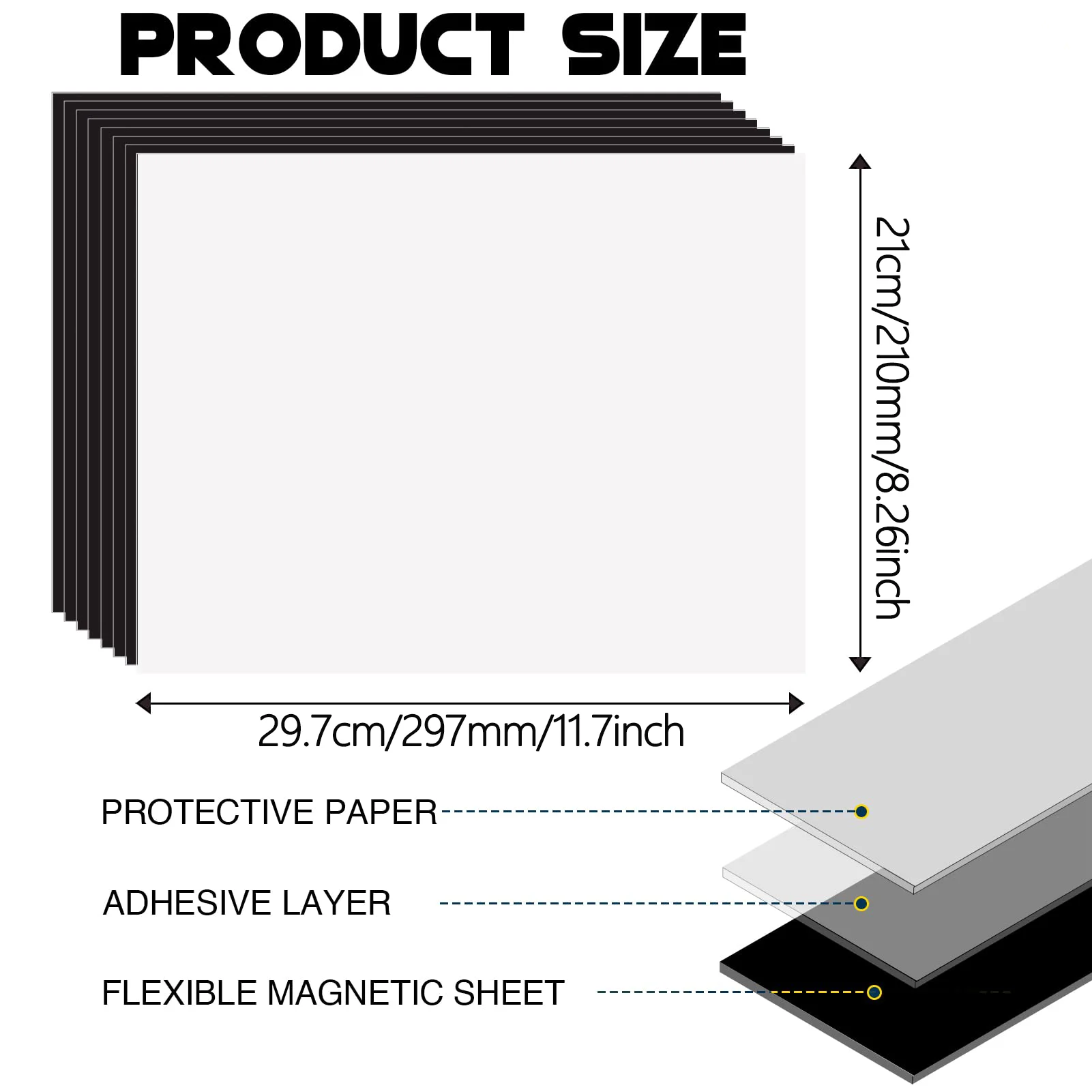 A4 Adhesive Magnetic Sheets Self-Stick Adhesive for Home/Classroom/Office,Easy Cut  Paper Craft Magnet