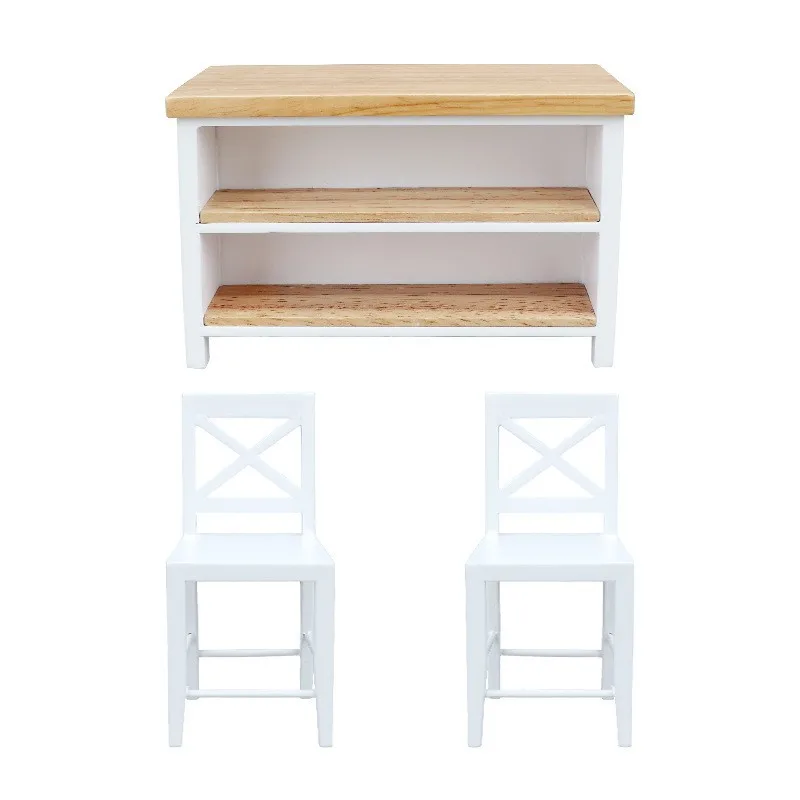 1:12 Puppenhaus Miniaturmöbel Modelle Mini minimalistischer Esstisch und Stühle mit Bartheke Puppenhaus Zubehör Spielzeug