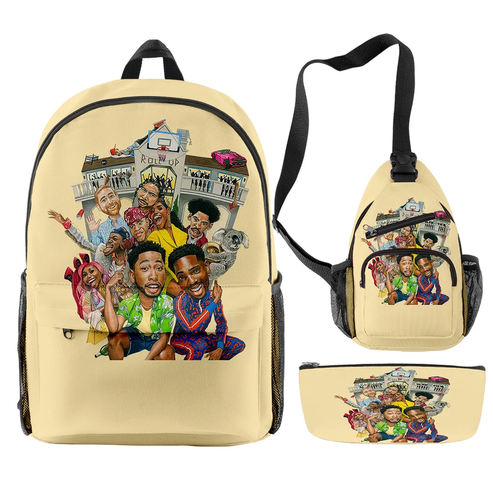 Classic Novelty Funny Cool House Party 3 3D Print 3pcs/Set pupil School Bags Travel Laptop Backpack Chest Bag Pencil Case