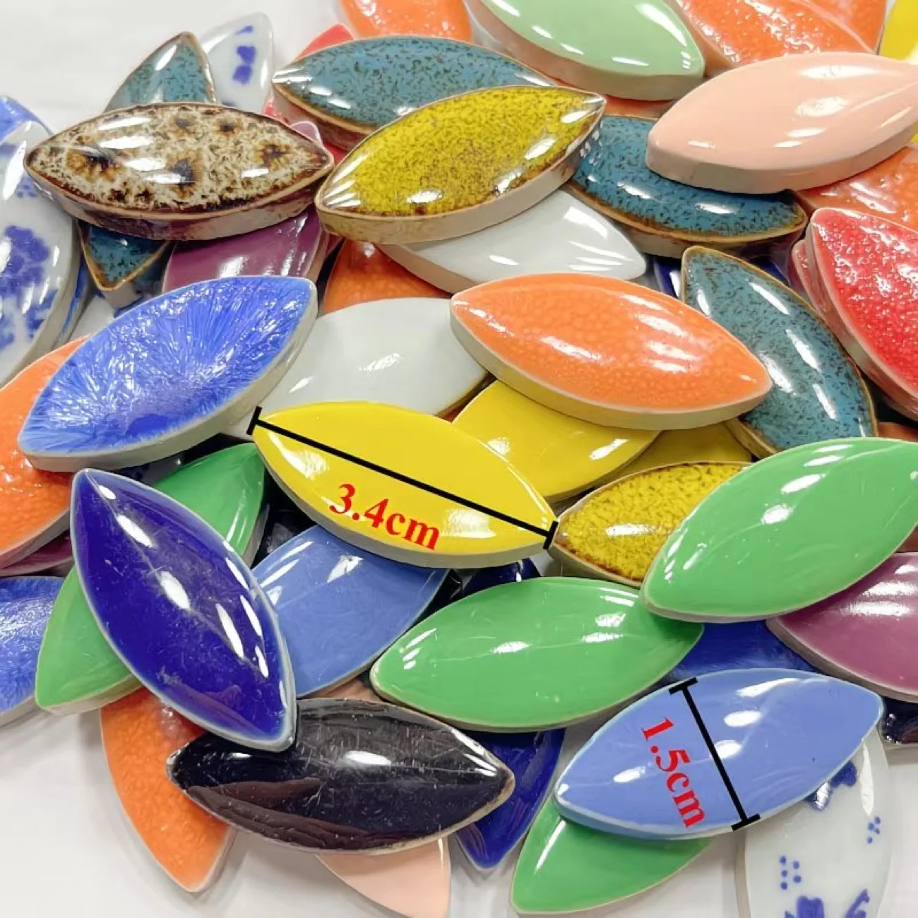 100g Multi Color Irregular Ceramic Mosaic Tiles DIY Mosaic Making Stones for Craft Hobby Arts Wall Decoration Petal arte oval
