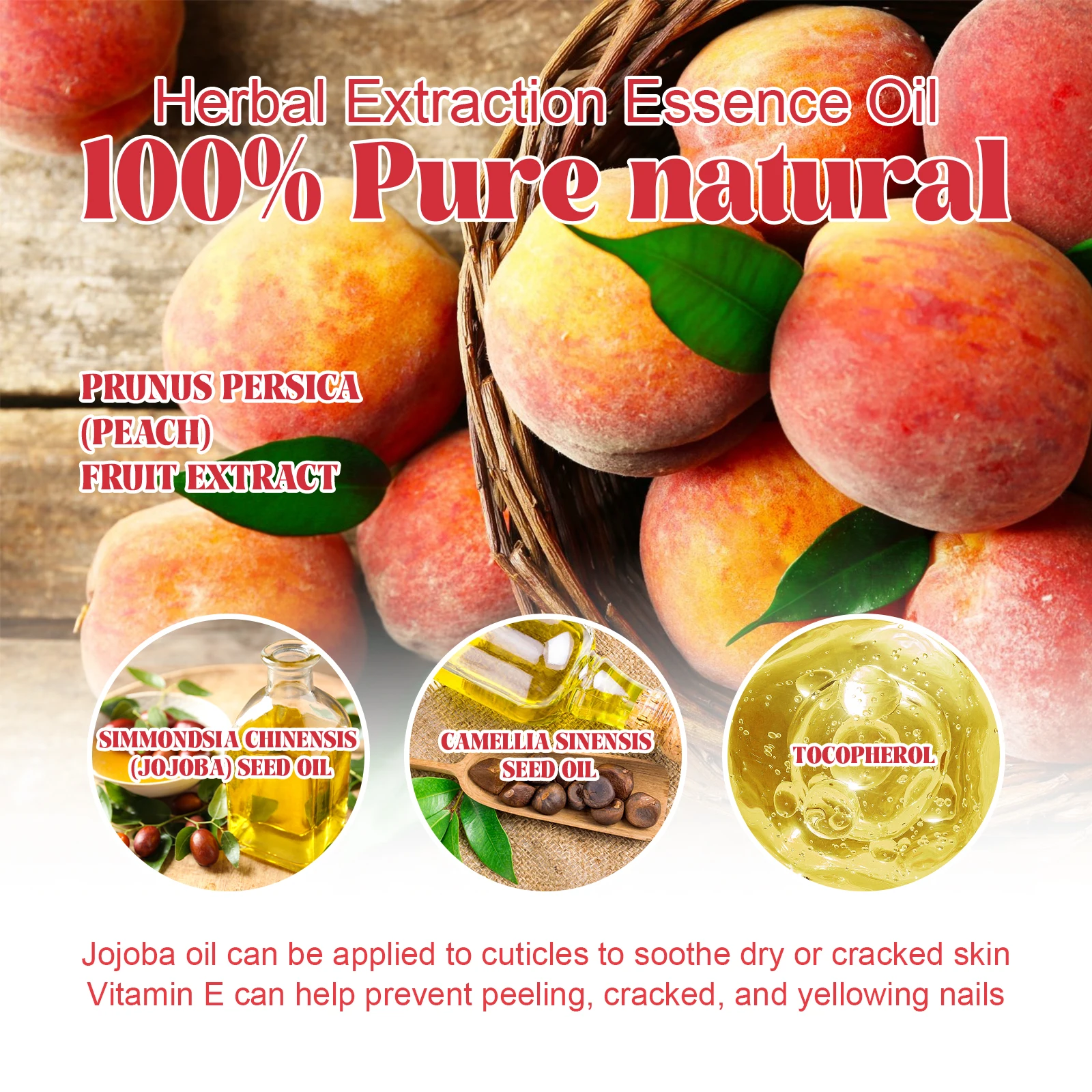 EELHOE Olio per la cura delle unghie alla pesca Nutriente Rigenerazione delle cuticole Idrata Rafforza Prevenire la secchezza delle unghie Cracking Cura del manicure