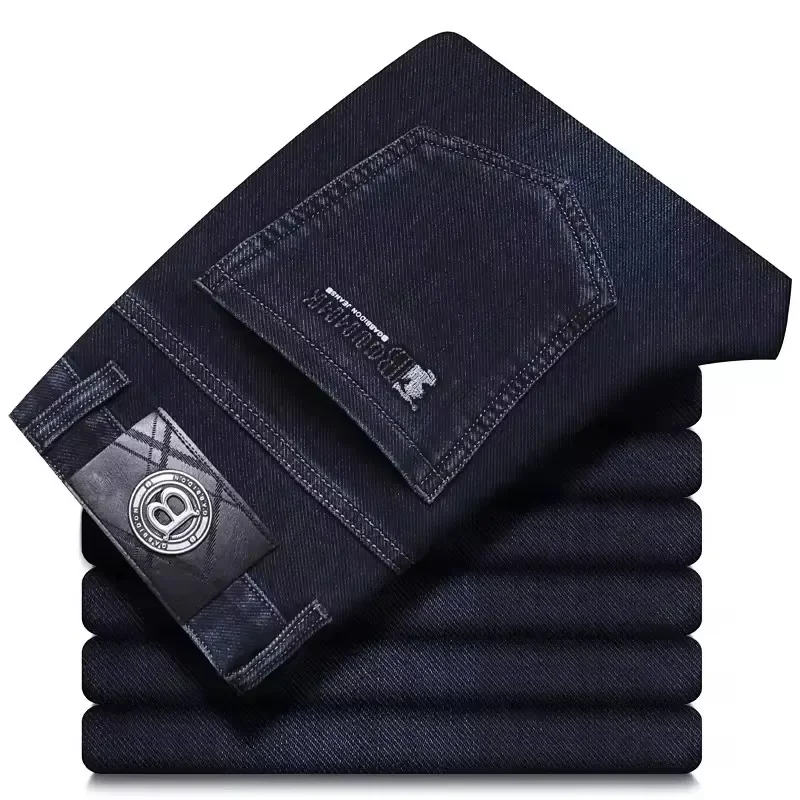 Brand Men's Straight-leg Jeans High-quality Light Luxury Embroidered Casual Versatile Fashion Slimming Smooth Silhouette Style