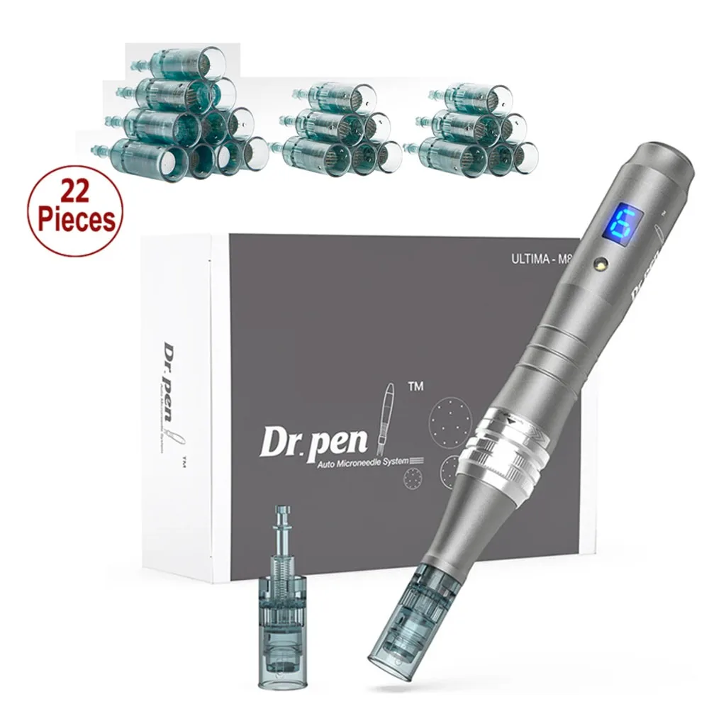 stylo-professionnel-dr-pen-m8-avec-22-cartouches-de-02-mm-kit-de-soin-de-la-peau-stylo-dermique-elimination-des-cicatrices-d'acne-micro-aiguilles-machine-de-beaute-a-usage-domestique
