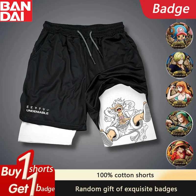 

ONE PIECE Japanese Animation Summer Sports Double-layer Shorts American Hot-blooded Men's Beach Fitness Breathable Shorts
