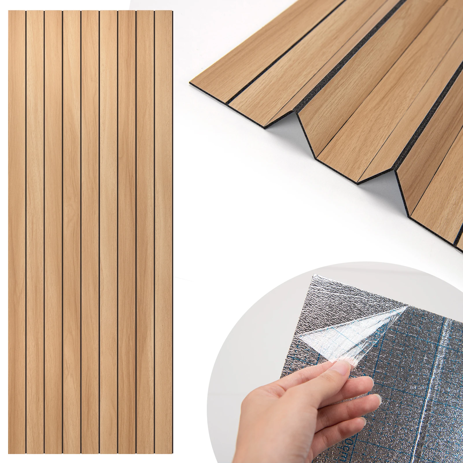 Art3d 6-Pack Peel and Stick Wood Panels for Wall PVC, 48 X16, Wood Grain Slat Self Adhesive, 31.5 sq.ft