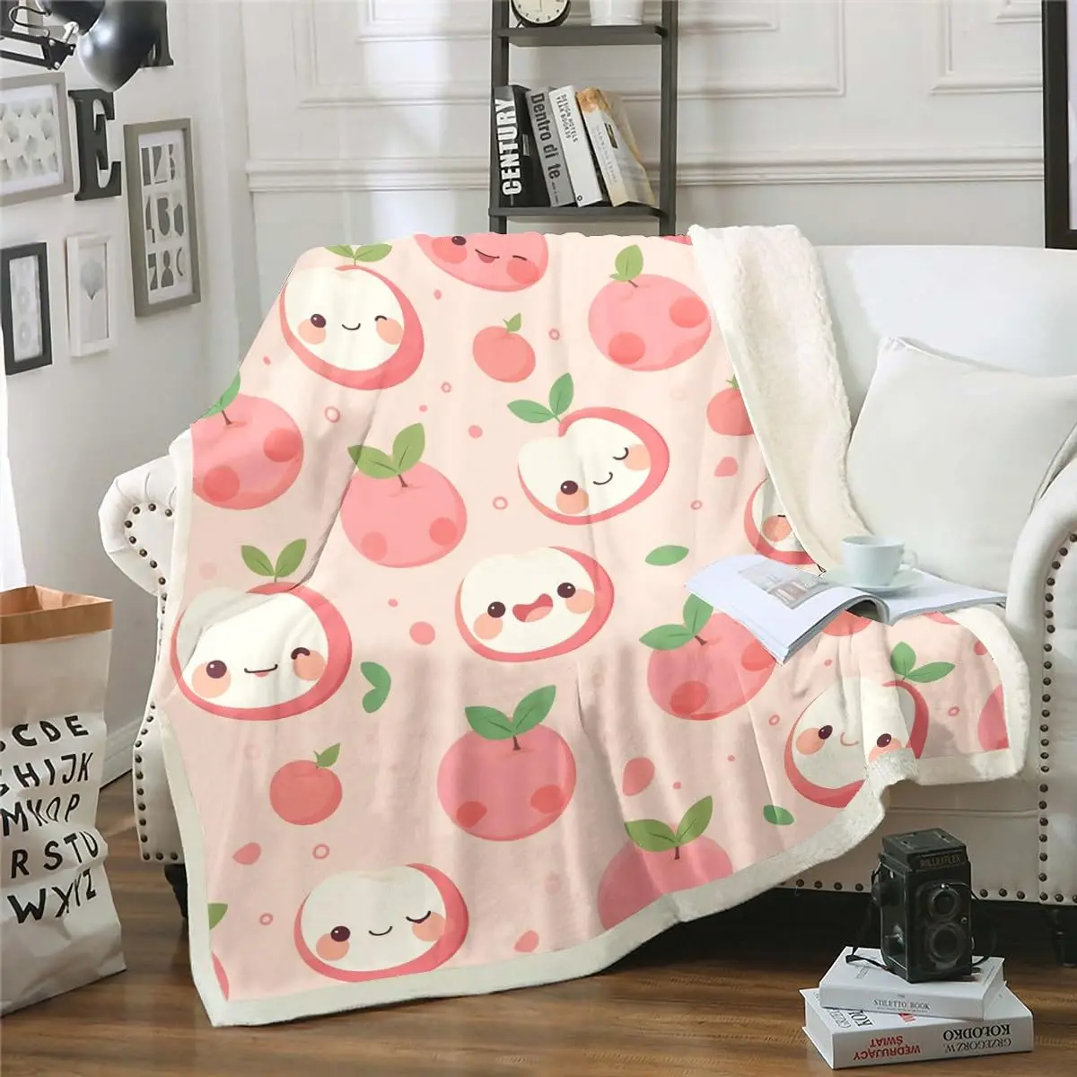 Cute Cartoon Fruit Blanket Comfortable Fluffy Fleece Flannel Blanket Super Soft Plush Blanket Gift for Girls Boys Party Bed Sofa