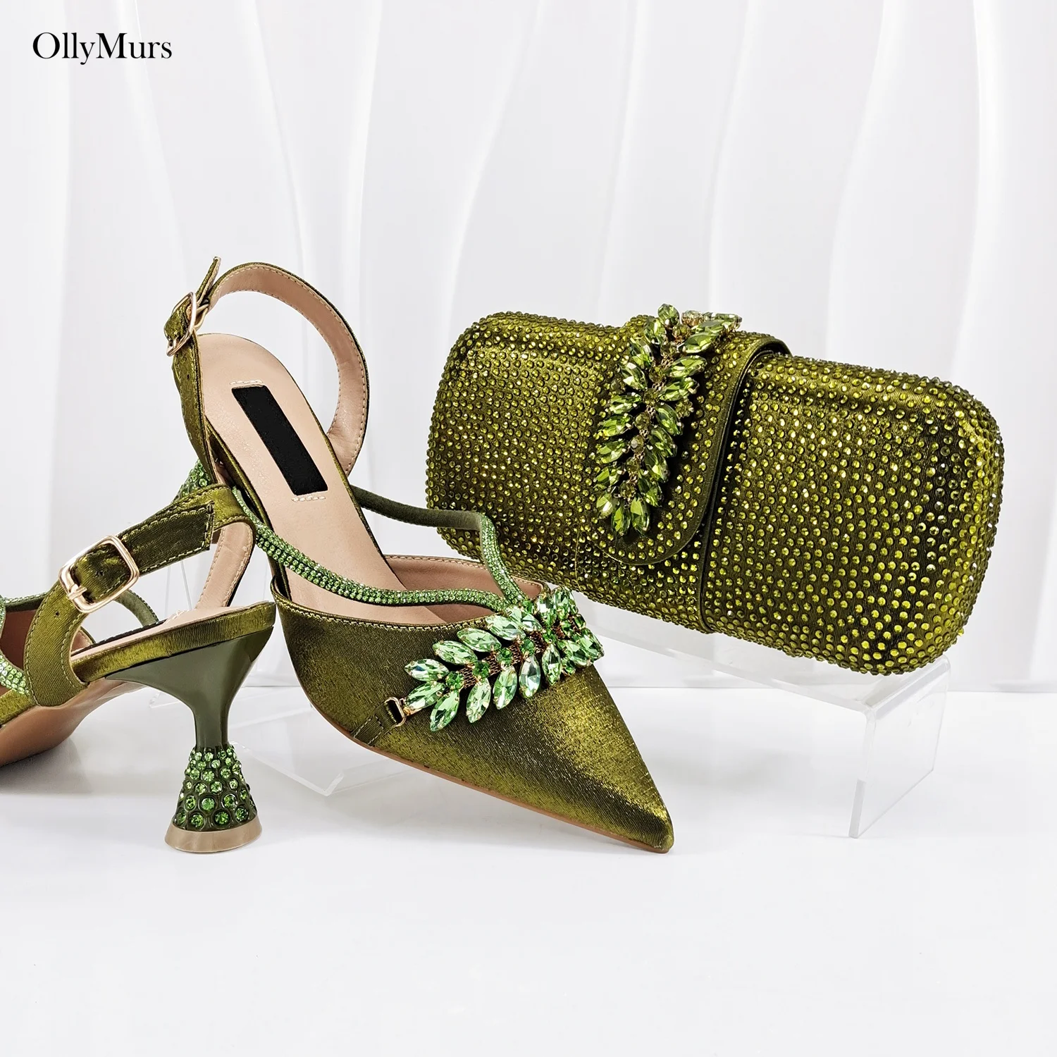 

Новинка! Модный комплект из туфель и сумки с стразами. Горячая распродажа! Африканские туфли на высоком каблуке с подходящей сумкой для вечеринок.