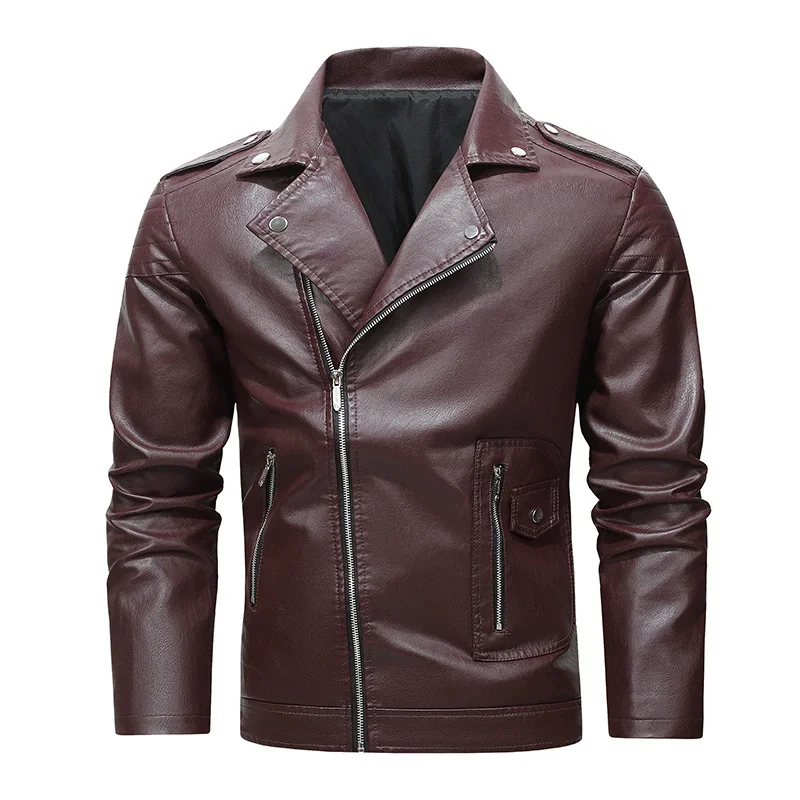 

Мужская демисезонная куртка из искусственной кожи с молниями, отложным воротником, в корейском стиле, для мотоциклистов