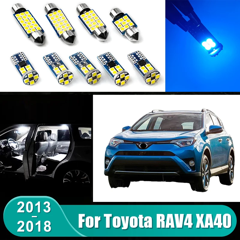 Für Toyota RAV4 XA40 2013 2014 2015 2016 2017 2018 10-teiliges Set Auto-LED-Glühbirnen Innenraumleselampe Schminkspiegelleuchte Zubehör