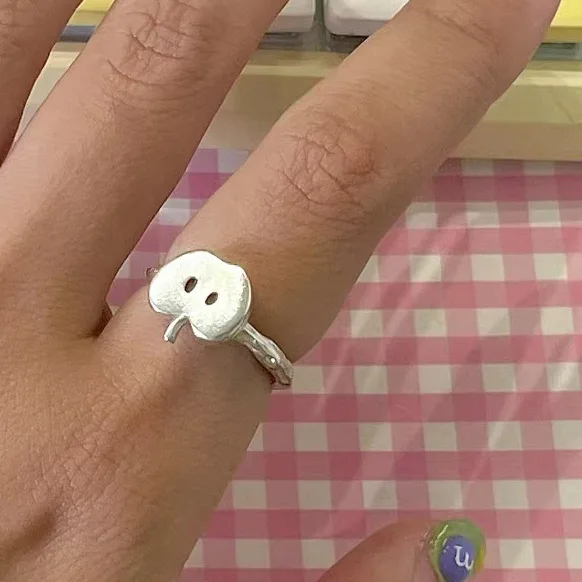 Cincin Apple UNISEX, perhiasan cincin Festival pesta, cincin Apple irisan warna putih perak, gaya lucu dan menyenangkan