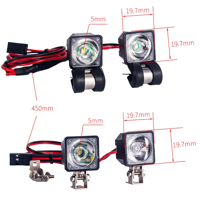 

3W Top Light Spotlight Headlight Searchlight Spot Lamp For 1/10 Crawler Cars EX86190 EX86020 EX86130 TRX4 YK4082 SCX6 RC Car