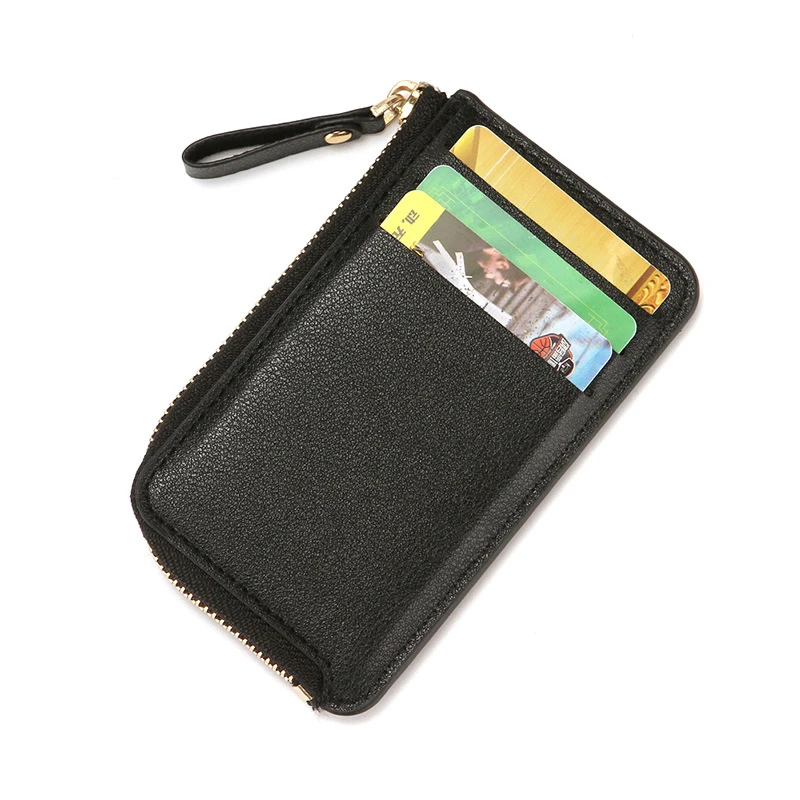 New PU Leather Zipper Pouch Coin Wallet  Mini Solid Multi-Cards Holder Short Purses Banknote Pocket Portable Small Money Bag