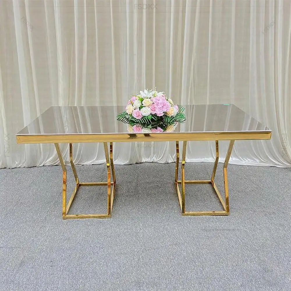 Popular Hot Sale Wedding Table Stainless Steel Frame Wedding Decoration Table Set for Hotel Events Banquet