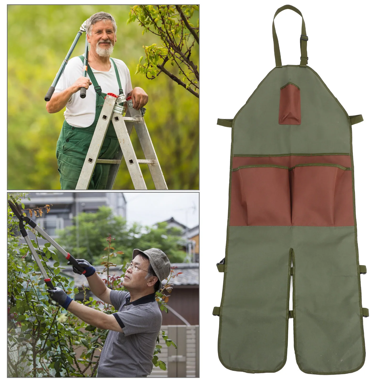 

1pc Garden Apron With Multiple Pockets Adjustable Oxford Cloth For Fruit Vegetable Picking Harvesting Gardening Supplies