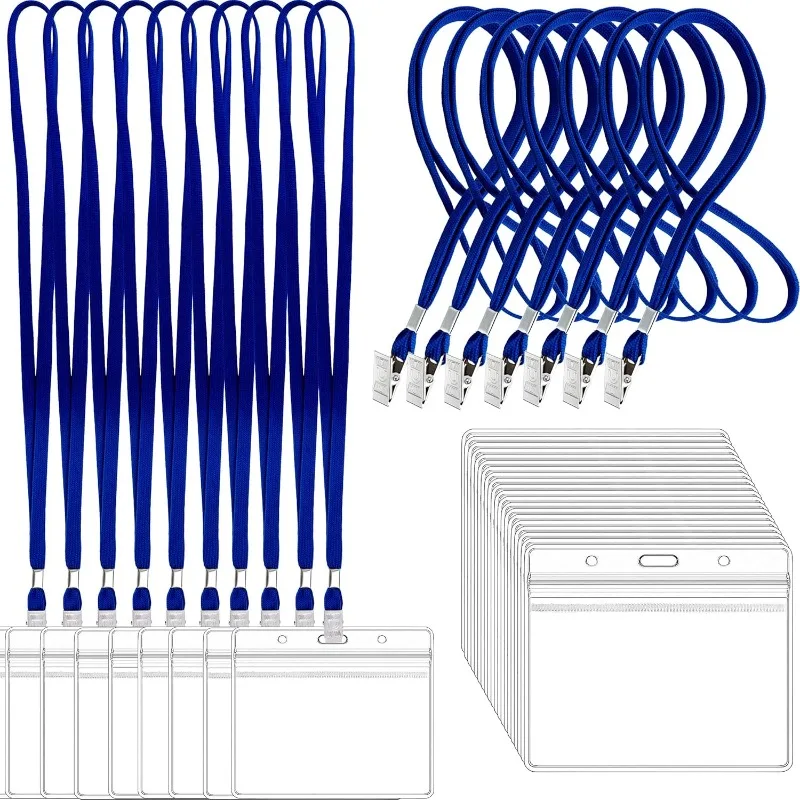 100-etiquetas-de-identificacion-horizontales-de-plastico-transparente--100-unidades-de-cordones-con-clip-azules-portaidentificaciones-duraderos-y-portatiles