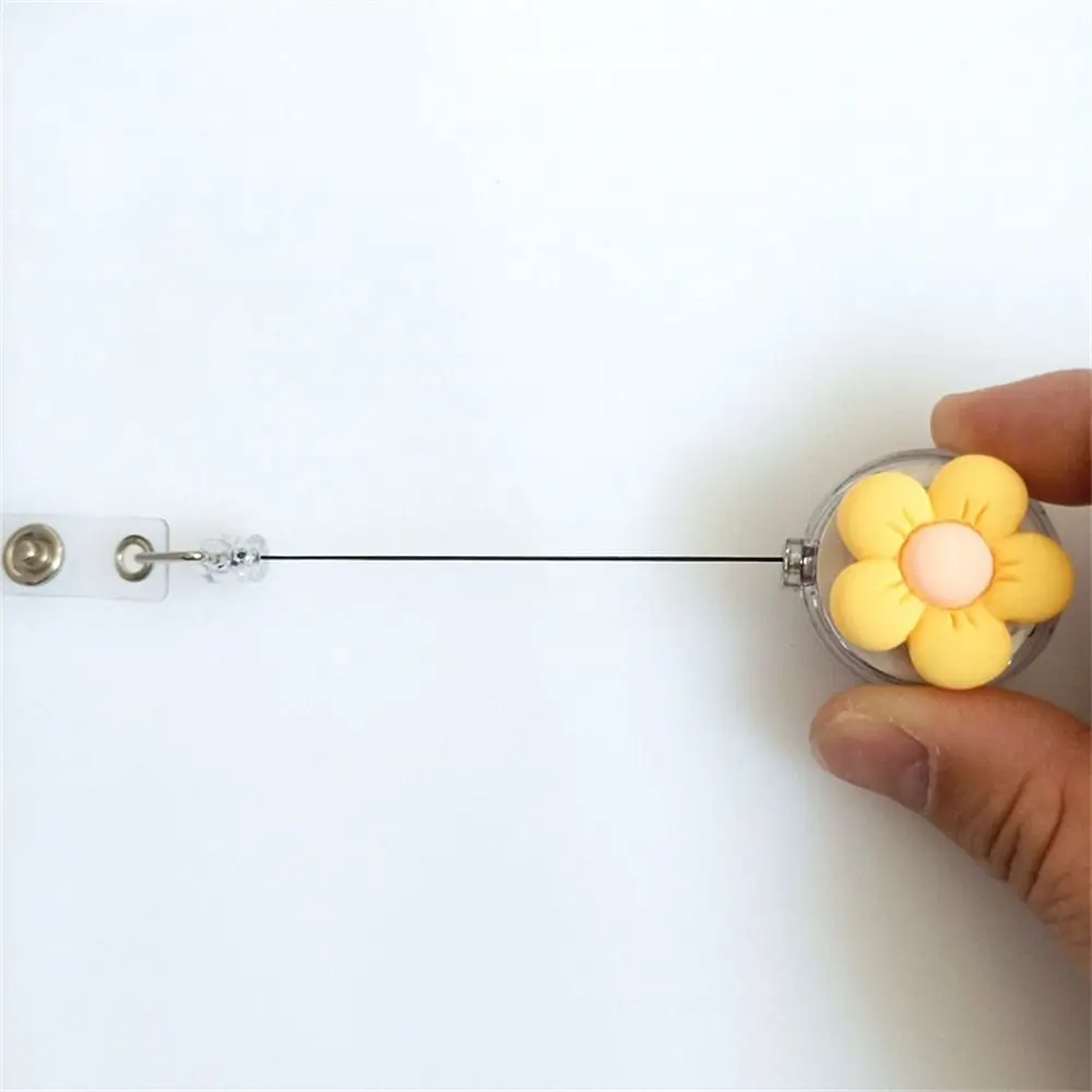 Cute Retractable Nurse Badge Reel Name Tag Chest Card Flower Badge Holder 3D Work Card Easy Pull Buckle Office School Supplies