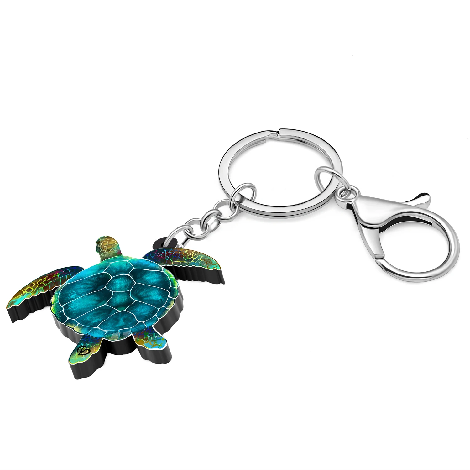 Bonsny Acrylic Cute Ocean Shell Sea Turtles Keychains Key Chains Rings Wallets Car Charms Fashion Jewelry For Women Teens Gifts