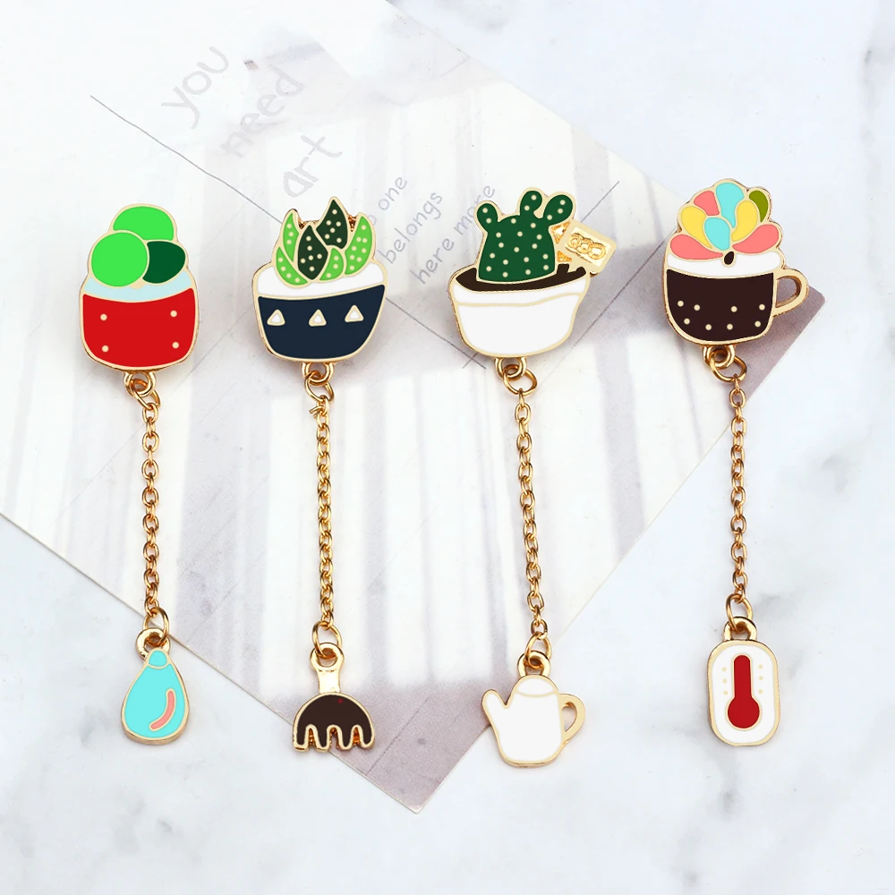 3-7Pcs Fashion Brooch Set Lightning Sun Weather Skeleton Gesture Dinosaurs Enamel Pins Green Plant Metal Chain Badge Hat Jewelry