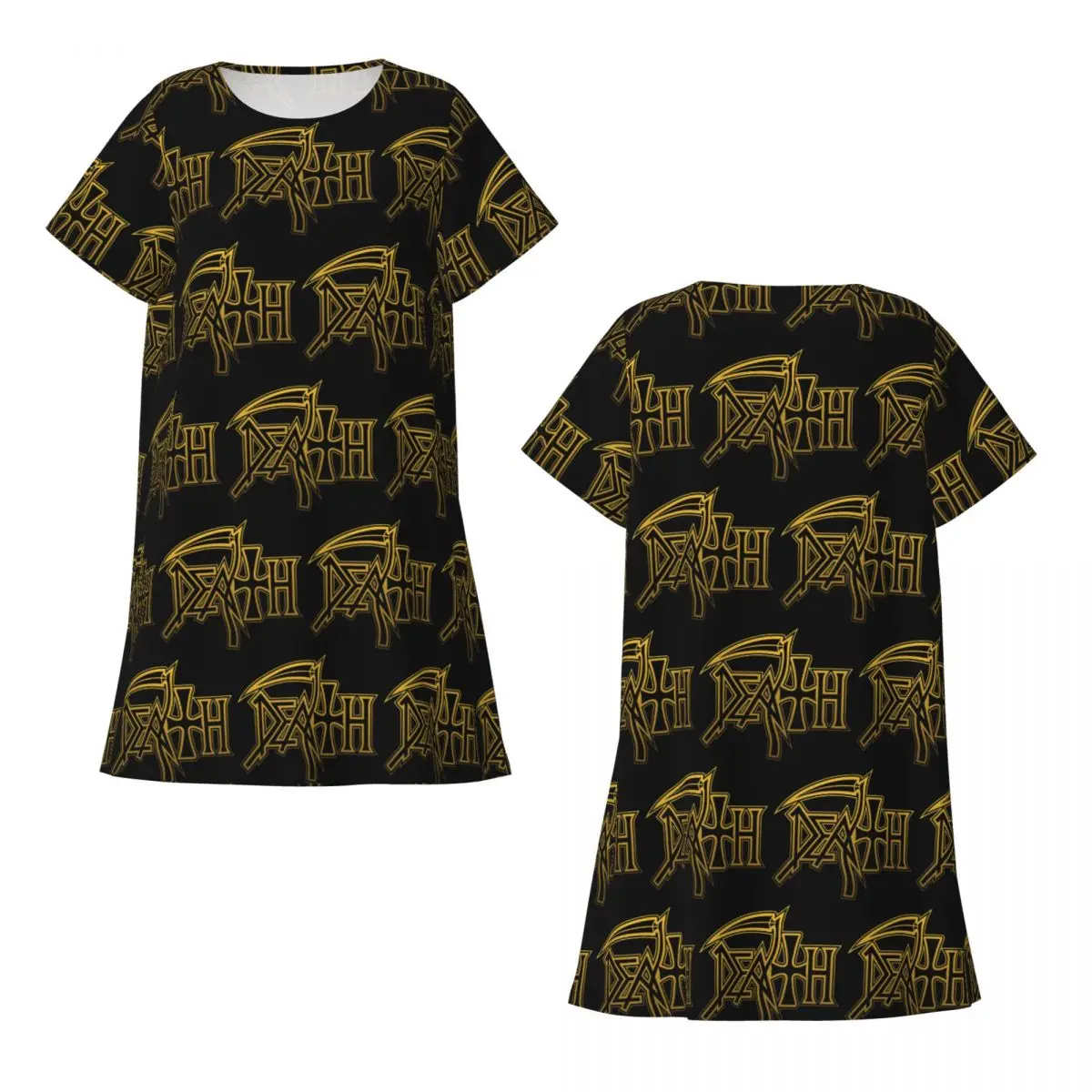 Custom Death Metal Band Short Sleeves Nightdress For Sleeping Sleepshirts Women Short Sleeve Nightgowns Soft Pajama Dress