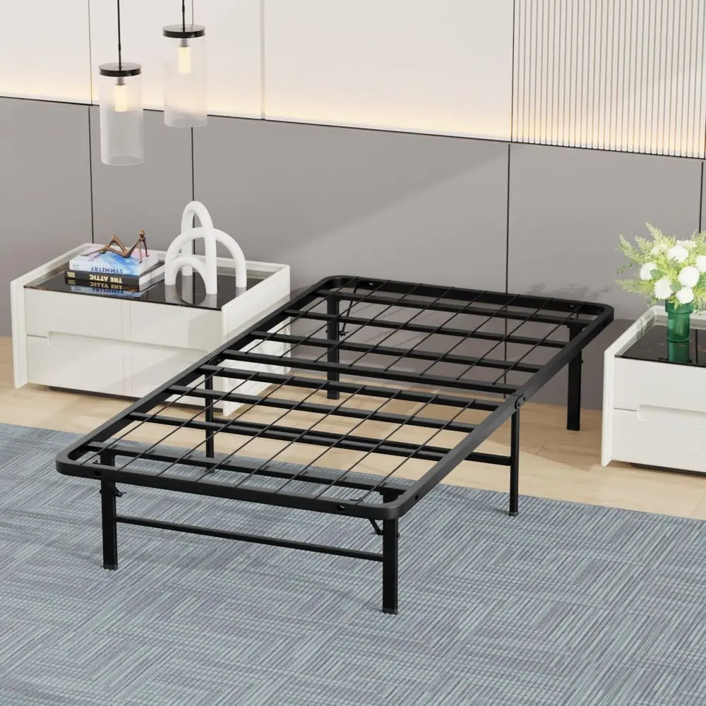 

Durable Metal Slat Bed Frame with 6 Legs, No Box Spring Needed, Easy Assembly, Under-Bed Storage Option