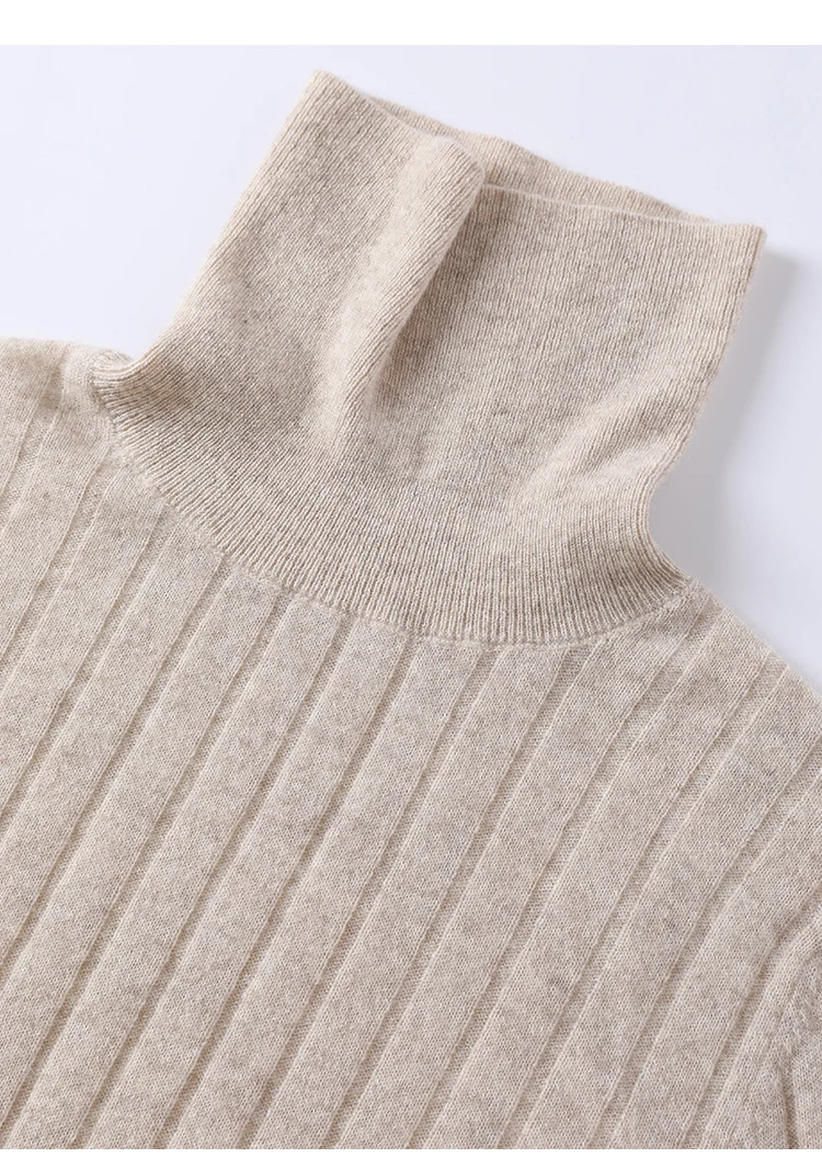 BY3521239 Luxuriöser Damen-Kaschmir-Rollkragenpullover, weicher, gerippter, schmal geschnittener Pullover, Winter-Strickware mit hohem Kragen – Detail 23