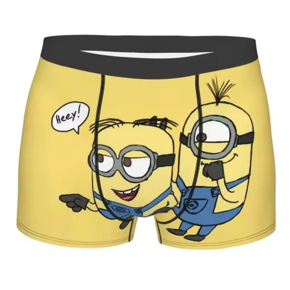 M-Minions-Bóxer con pistola de dibujos animados para hombre, ropa interior con estampado 3D, bragas, calzoncillos transpirables