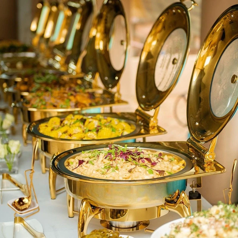 Buffet Food Warmer Hotel Restaurant Stainless Steel Deluxe Hydraulic Restaurant Chaffing Dish