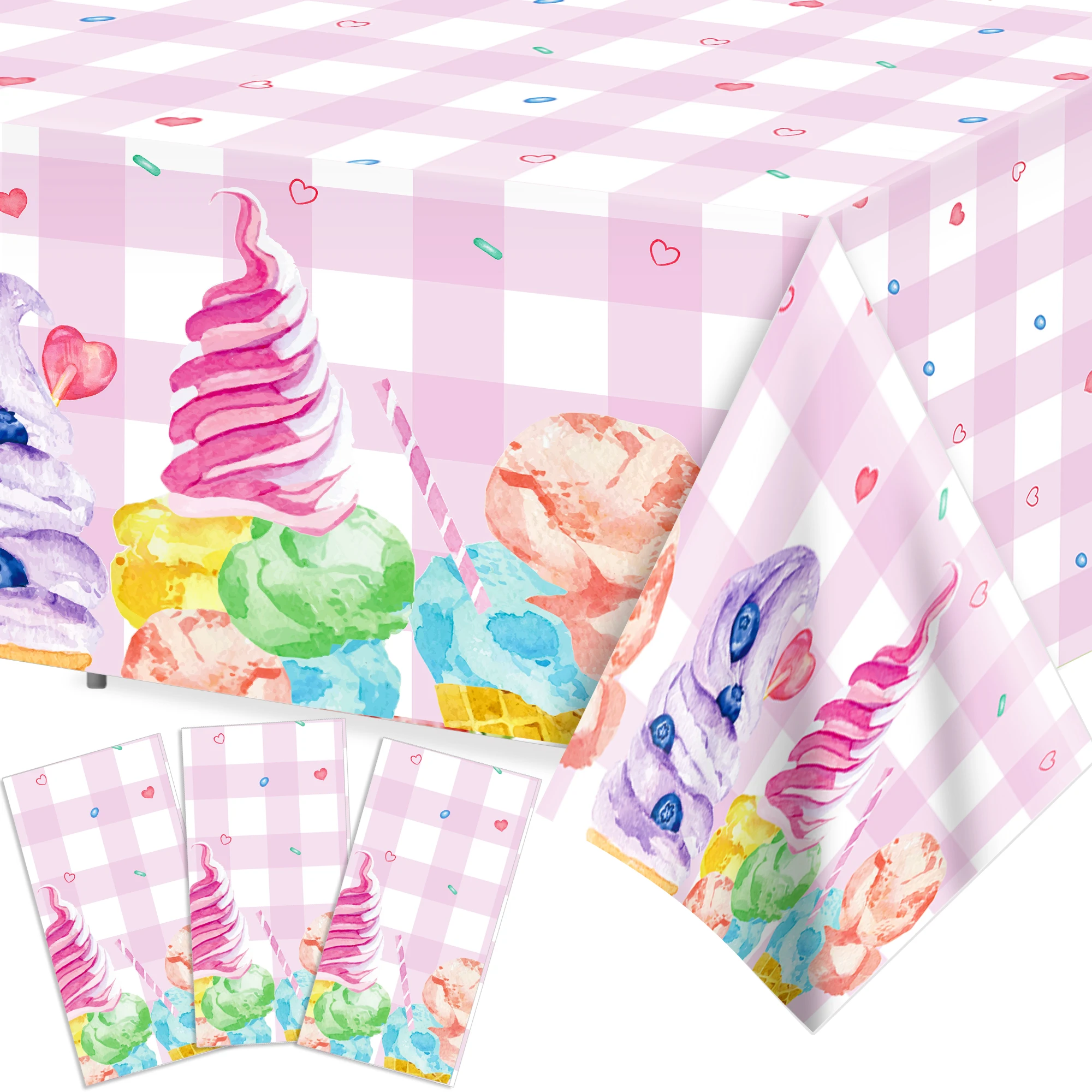 Ice Cream Theme Birthday Balloon Party Decoration Ice Cream Tableware Set Banner Tablecloth Cups Plates For Baby Shower Gifts view 6