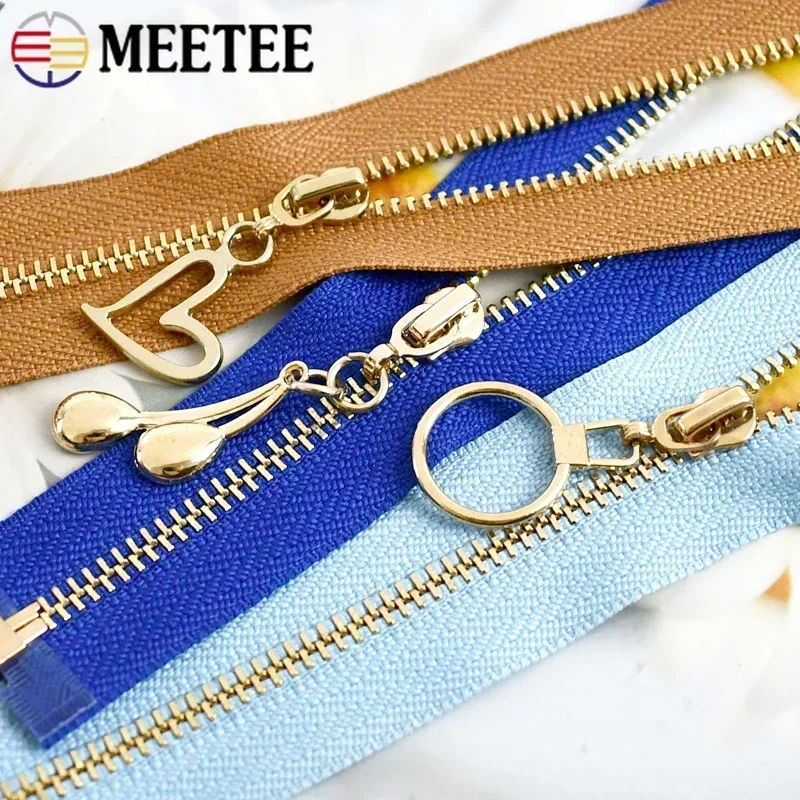 2 pezzi 3 # Meetee Chiusure con cerniera in metallo 15-60 cm Cerniere per cucire Borsa Zip con estremità chiusa per vestiti Kit di riparazione con