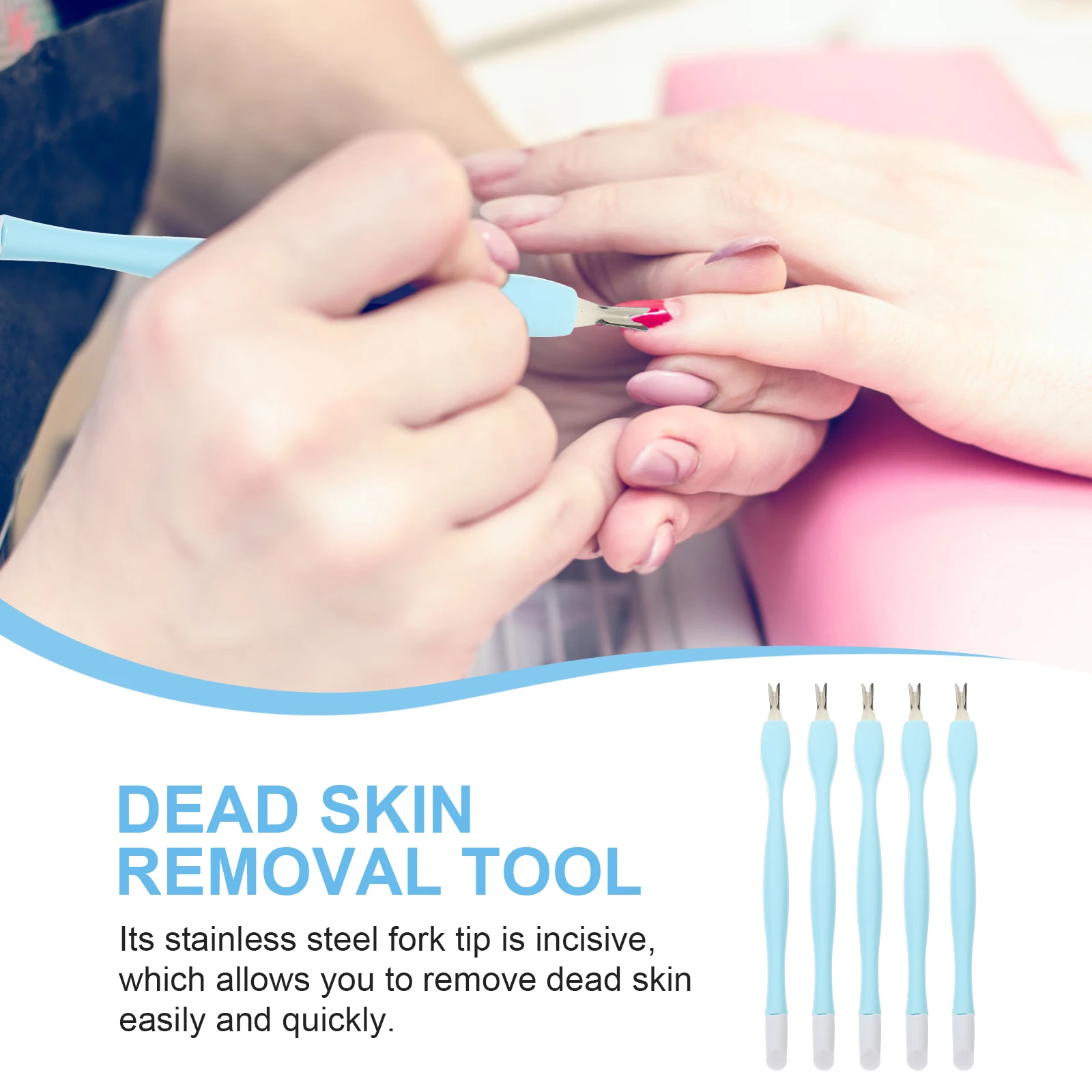 

15Pcs Dead Skin Fork Press Pen Stainless Steel Incisive Tip for Easy Dead Skin Cleaning Manicure Pedicure Nail Care Tools Set