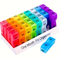 Monthly Pill Organizer For 30 Day, 2 Times a Day, One Month Pill Case AM PM, Travel 4 Week Pill Box, Medications and Supplements