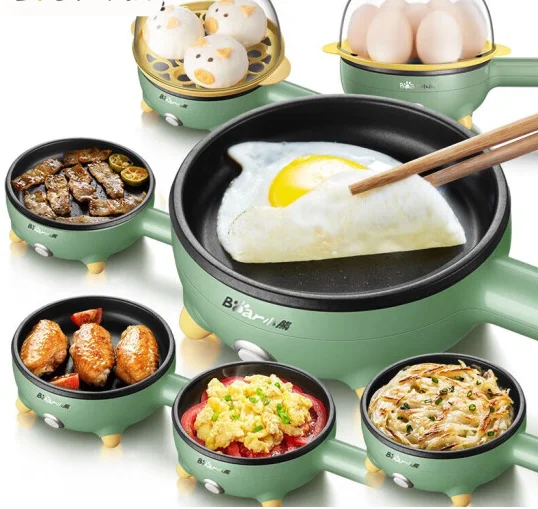 Bear Egg Fryer Steaming Egg Boiler Household Multi functional Mini Non stick Pot Plug in Small Frying Pot