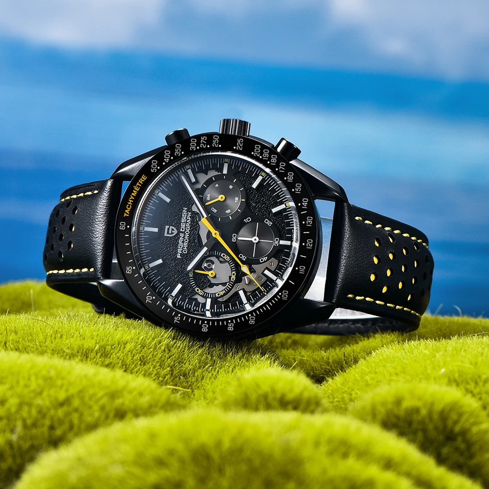 2025 New PAGANI DESIGN Moon Men's Watches Luxury Chronograph Quartz Watch For Men AR Sapphire Waterproof Sports Leather Clock