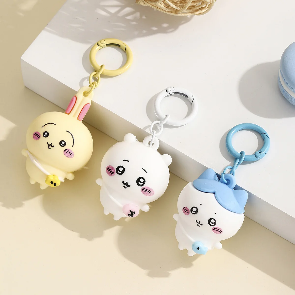 Kawaiijiyi PVC 3D Figure Keychain Cute Usagi Hachiware Ushachi Cartoon Pendant Bag Charm & Key Ring Perfect Gift