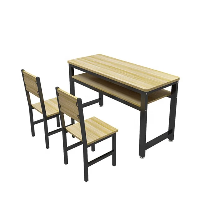 Modern Design Double Student Table Desk Chair Ergonomic Steel Wooden Furniture For Kids' Study & Training Mechanic Theme
