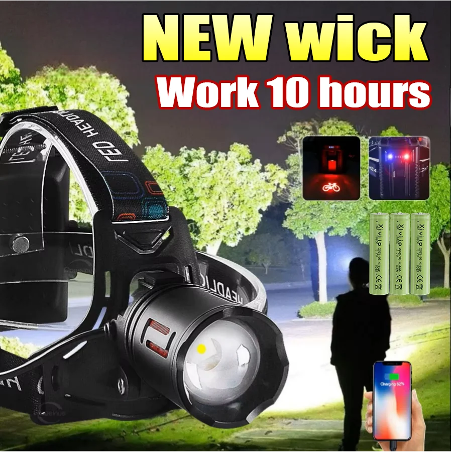 Headlamp Tactical Bright - Мощный тактический налобный фонарь с USB-зарядкой,