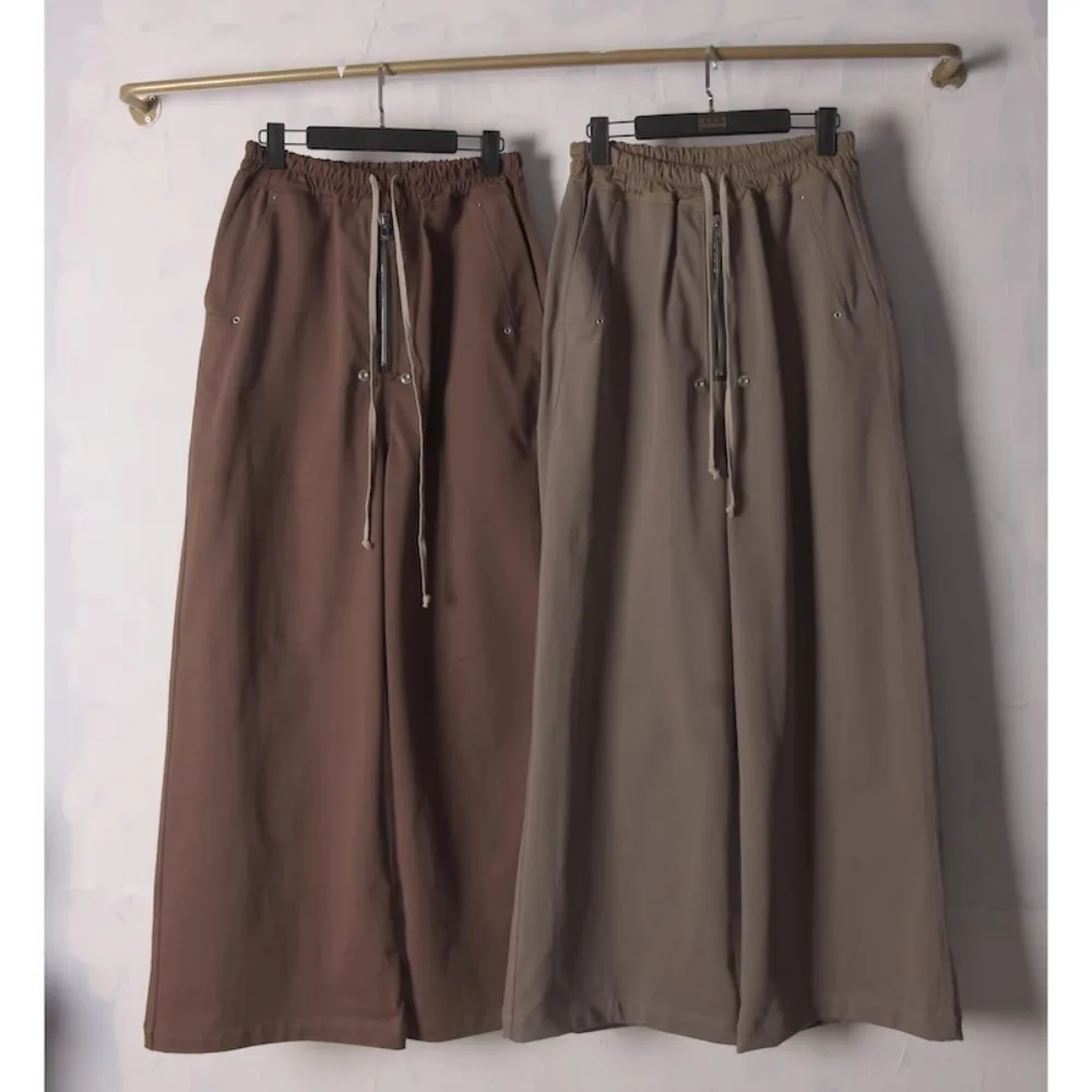 RO High Street Zipper Knitted Large Straight Cotton Casual Pants Men's Spring New Style Casual Loose Elastic Waist Pants